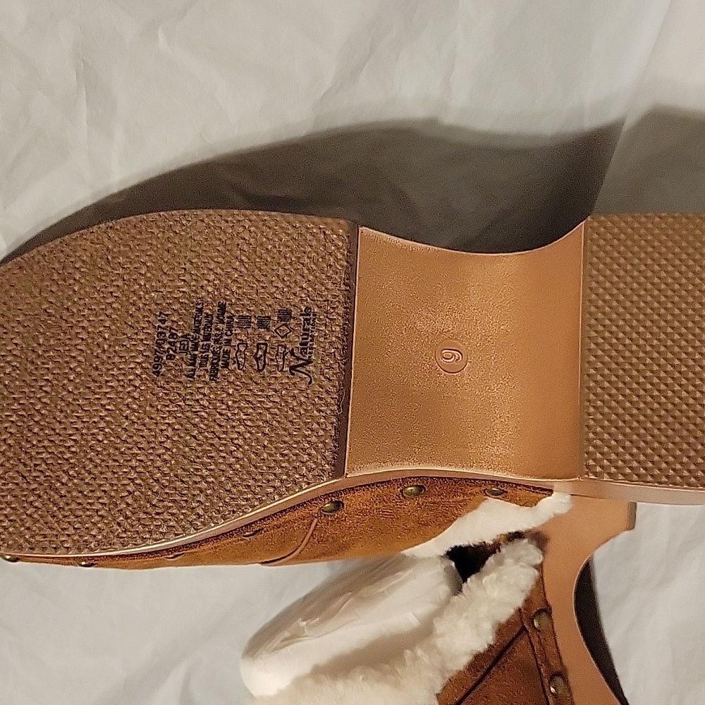 Natural Reflections Women's Platform Clog Brown Suede  with Sherpa Lining Size 9 - Picture 4 of 4
